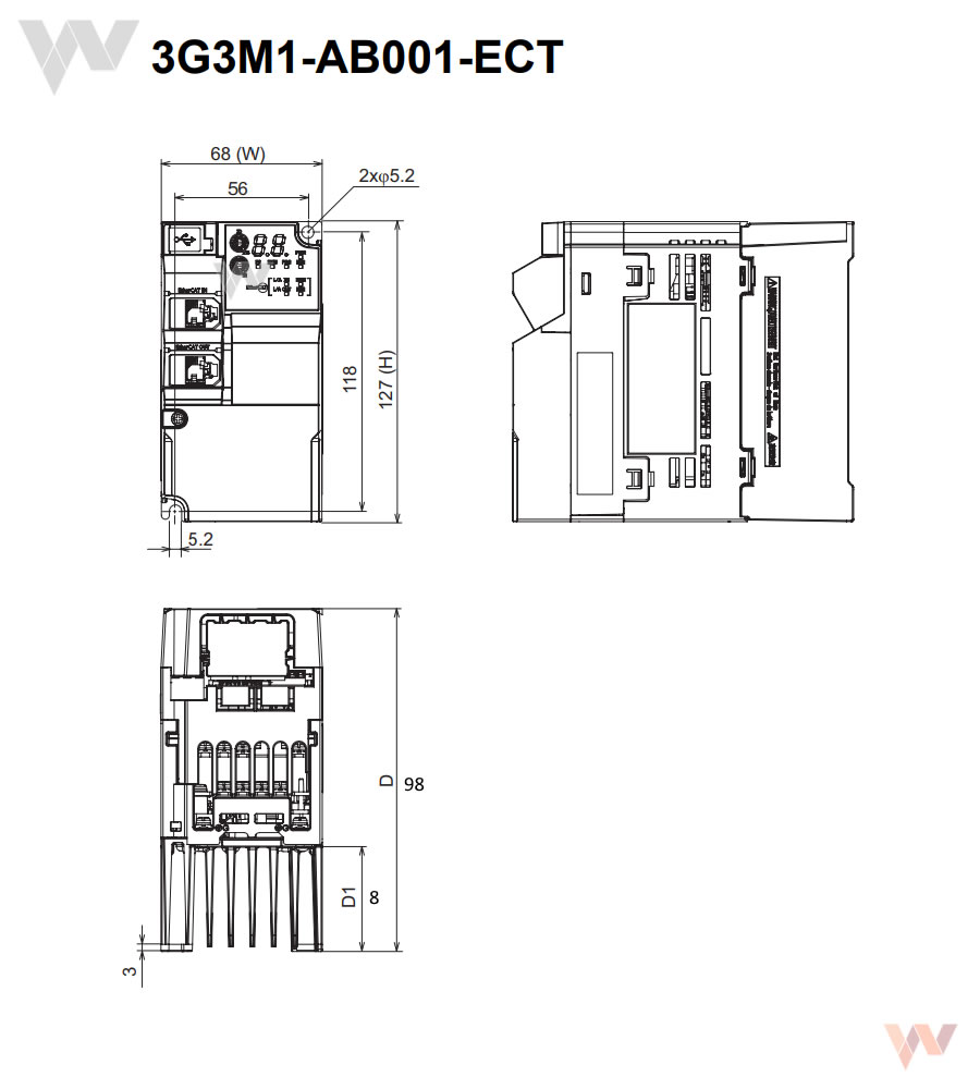 3G3M1-AB001-ECT EtherCAT® falownik Omron 3G3M1 0,1kW/230V